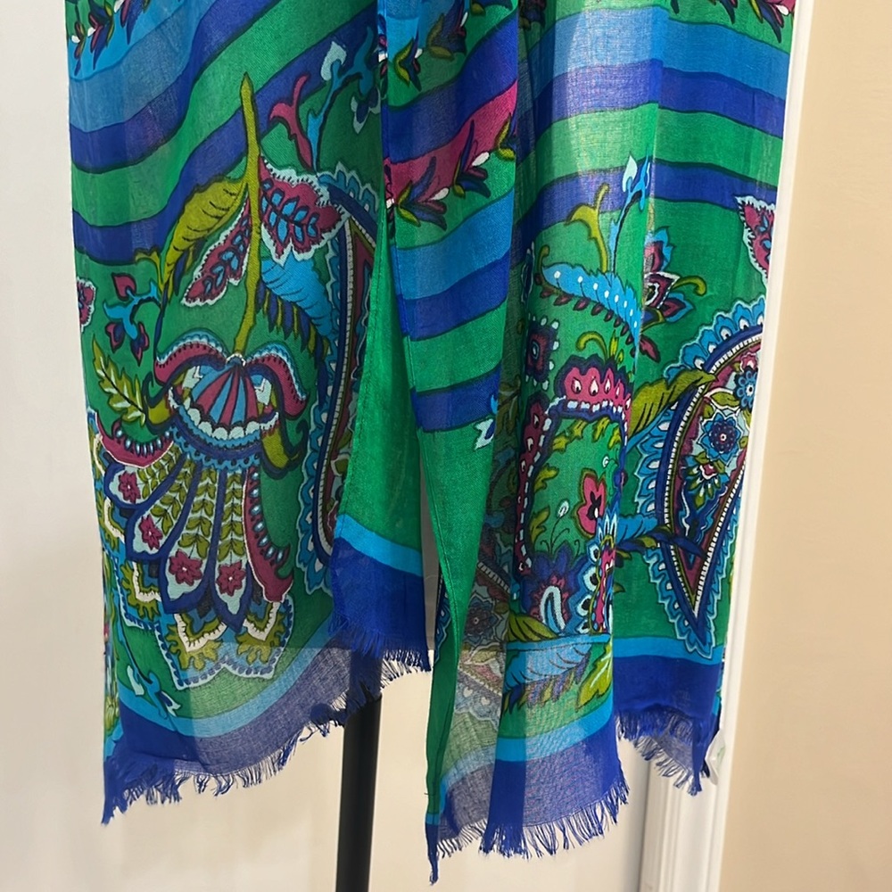 Vera Bradley blue and green paisley print scarf - Picture 9 of 15